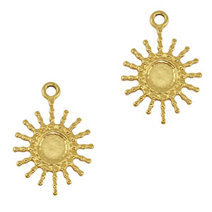 Roestvrij stalen (RVS) Stainless steel bedels zon Gold