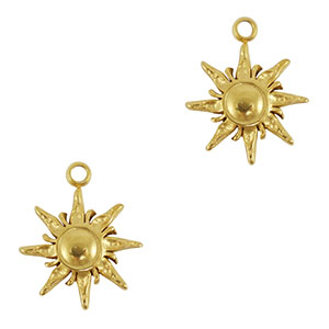 Roestvrij stalen (RVS) Stainless steel bedels zon Gold