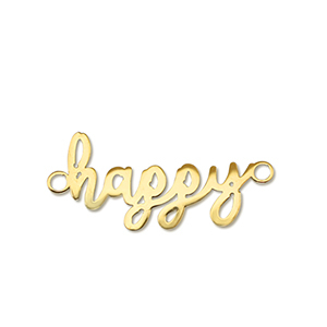 Roestvrij stalen (RVS) Stainless steel bedels tussenstuk ''happy'' Gold