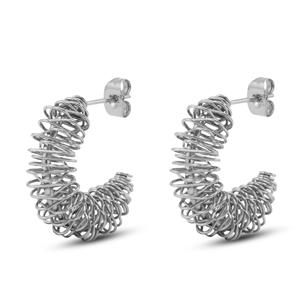 Roestvrij stalen (RVS) Stainless steel oorbellen / oorstekers Silver