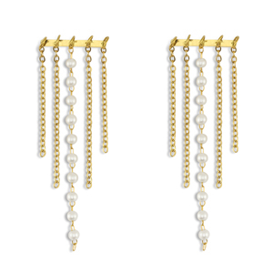 Roestvrij stalen (RVS) Stainless steel oorbellen / oorstekers met imitatie parels Gold