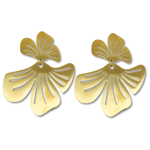 Roestvrij stalen (RVS) Stainless steel oorbellen / oorstekers bloem Gold
