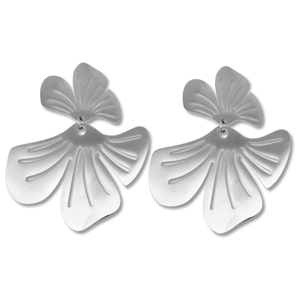 Roestvrij stalen (RVS) Stainless steel oorbellen / oorstekers bloem Silver
