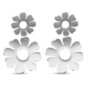 Roestvrij stalen (RVS) Stainless steel oorbellen / oorstekers bloem Silver