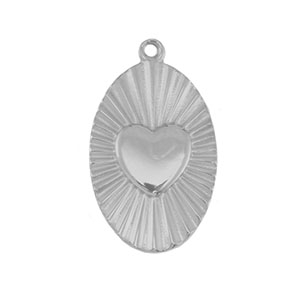 Roestvrij stalen (RVS) Stainless steel bedels hart Silver
