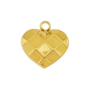 Roestvrij stalen (RVS) Stainless steel bedels hart Gold