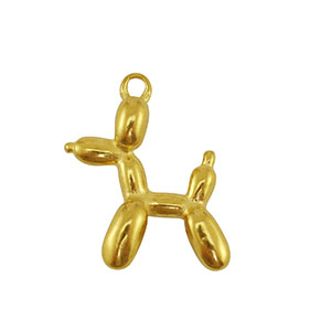 Roestvrij stalen (RVS) Stainless steel bedels ballon hond Gold