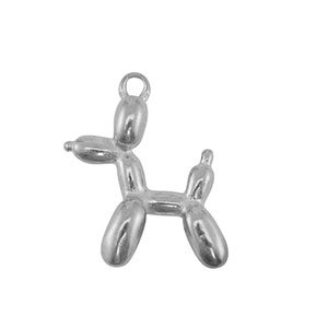 Roestvrij stalen (RVS) Stainless steel bedels ballon hond Silver