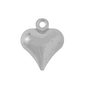 Roestvrij stalen (RVS) Stainless steel bedels hart Silver