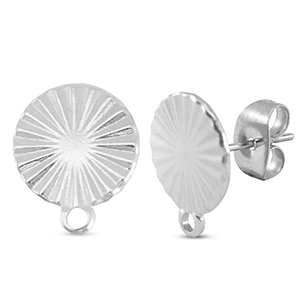 Roestvrij stalen (RVS) Stainless steel onderdelen oorbellen / oorstekers rond met oogje Silver