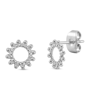 Roestvrij stalen (RVS) Stainless steel oorbellen / oorstekers bloem Silver