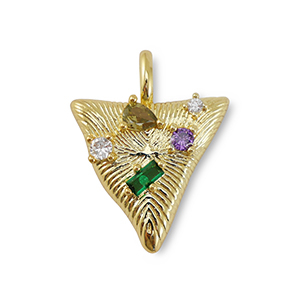 Brass TQ metaal bedels zirkonia driehoek Gold-multicolor
