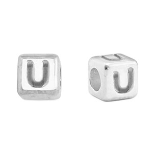 Letterkralen DQ metaal U Antiek zilver (nikkelvrij)