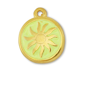 Bedels DQ metaal zon Goud-lime yellow (nikkelvrij)
