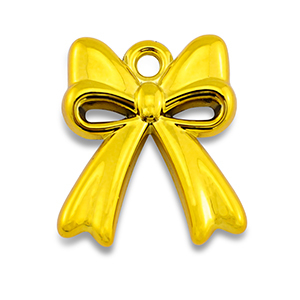 Acryl bedels strik Golden yellow