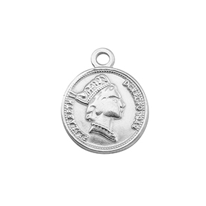 Roestvrij stalen (RVS) Stainless steel bedels munt Silver