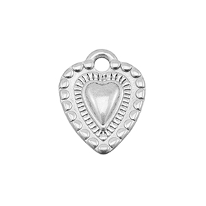 Roestvrij stalen (RVS) Stainless steel bedels hart Silver