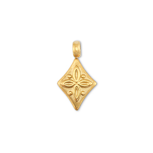 Roestvrij stalen (RVS) Stainless steel bedels ruit met bloem Gold