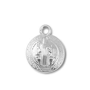 Bedels metaal rond met heilige Silver