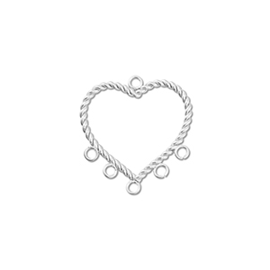 Roestvrij stalen (RVS) Stainless steel bedels hart met 6 ogen Silver