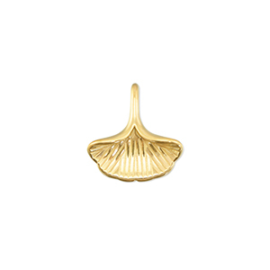 Roestvrij stalen (RVS) Stainless steel bedels ginkgo blad Gold