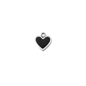 Roestvrij stalen (RVS) Stainless steel bedels hart Silver-black