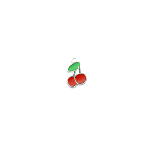 Roestvrij stalen (RVS) Stainless steel bedels kersen Silver-red-green