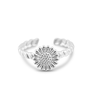 Roestvrij stalen (RVS) Stainless steel ringen bloem Silver