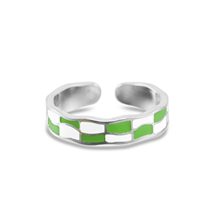 Roestvrij stalen (RVS) Stainless steel ringen geblokt Silver