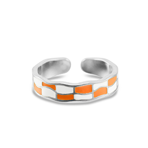 Roestvrij stalen (RVS) Stainless steel ringen geblokt Silver
