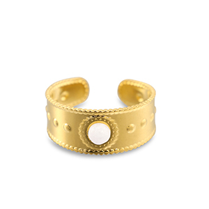 Roestvrij stalen (RVS) Stainless steel ringen parel Gold-white