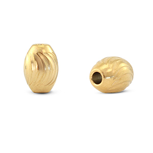 Roestvrij stalen (RVS) Stainless steel kralen ovaal Gold