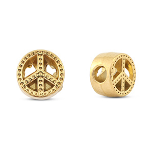 Roestvrij stalen (RVS) Stainless steel kralen peace Gold