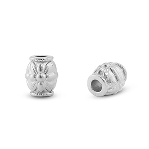 Roestvrij stalen (RVS) Stainless steel kralen tube bloem Silver