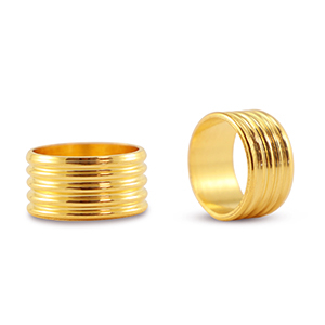 Schuivers DQ metaal ring met ribbel Goud (nikkelvrij)