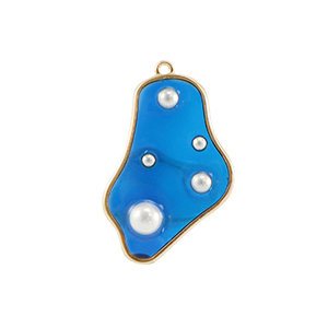 Resin hangers irregular met parels Gold-blue-white