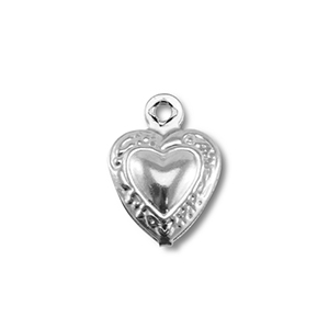 Roestvrij stalen (RVS) stainless steel bedels hart Silver