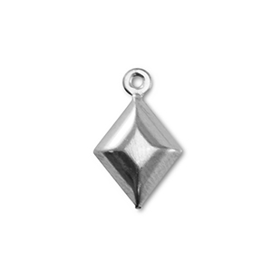 Roestvrij stalen (RVS) stainless steel bedels ruit Silver