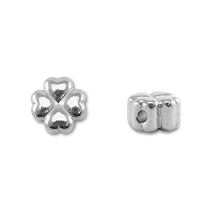 Roestvrij stalen (RVS) stainless steel kralen klaver Silver