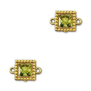 Roestvrij stalen (RVS) Stainless steel tussenstukken zirkonia vierkant Gold-lime green