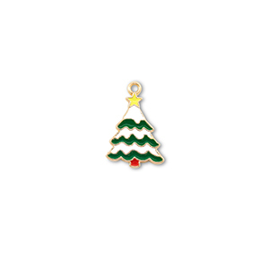 Bedels metaal kerstboom Goud-wit-groen-geel