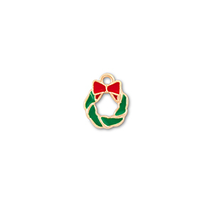 Bedels metaal kerstkrans Goud-groen-rood