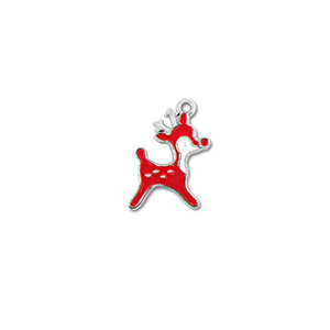 Bedels metaal rendier Zilver-rood-wit