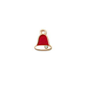 Bedels metaal zirkonia kerstklok Goud-rood-wit