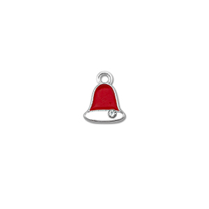 Bedels metaal zirkonia kerstklok Zilver-rood-wit