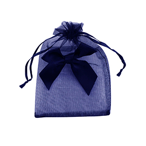 Sieraad zakje organza met strik Dark blue