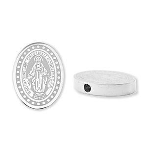 Roestvrij stalen (RVS) Stainless steel kralen ovaal religieus Silver