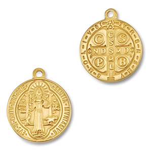 Roestvrij stalen (RVS) Stainless steel bedels rond religieus Gold