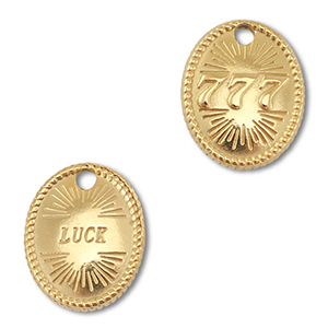 BY31&reg; Roestvrij stalen (RVS) stainless steel bedel angelnumbers 777 / luck Gold