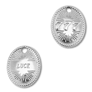 BY31&reg; Roestvrij stalen (RVS) stainless steel bedel angelnumbers 777 / luck Silver